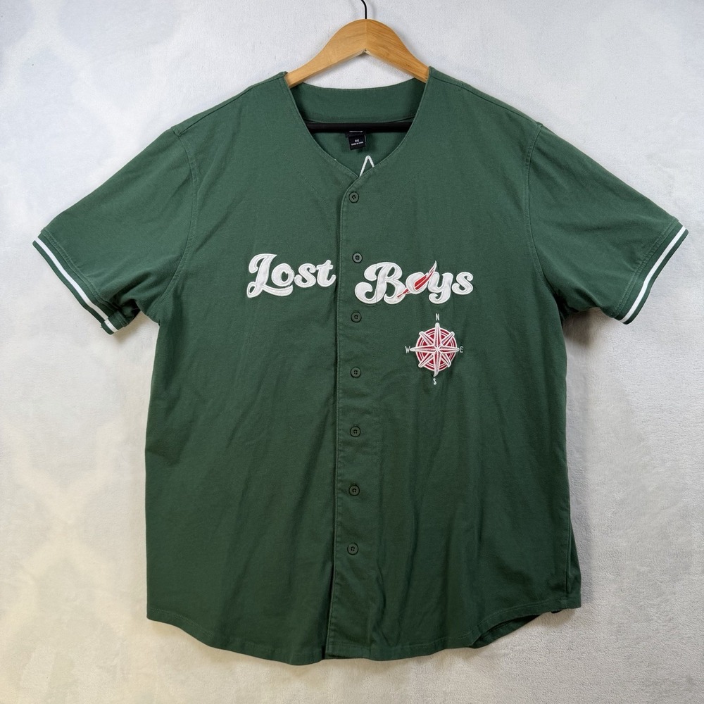 Disney Shirt Lost Boys Green Peter Pan 53 Baseball Jersey Shirt Size 2X